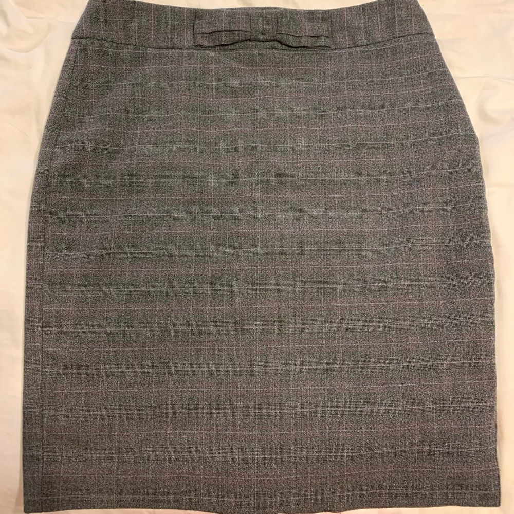 Grey Plaid Pencil Skirt